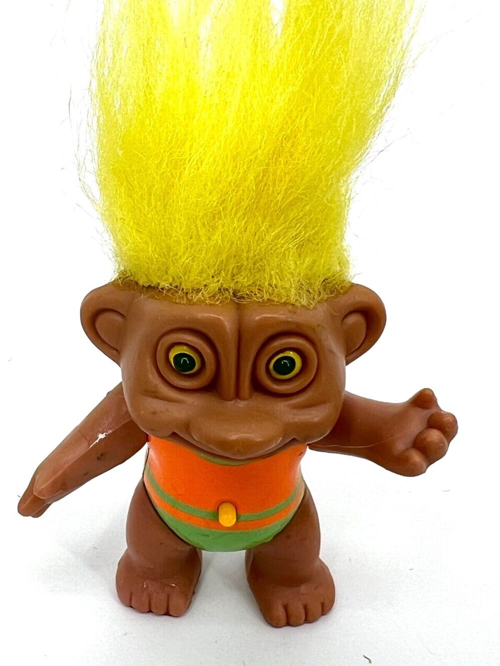 Vintage Soma Lucky Troll Doll Yellow Hair Yellow Eyes Interactive Eyes Light Up